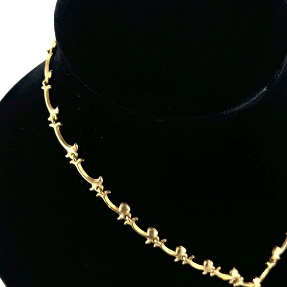 Vintage Gold and Vine, Y Necklance, Birolette Glass and Rhinestones, Pendant - Picture 10 of 14